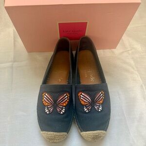 kate spade Espadrille Flats with Embroidered Orange & Pink Butterfly